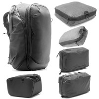 

Peak Design Photo Travel Bundle with 45L Backpack Black, Peak Packing Cube Small, Peak Packing Cube Medium, Peak Design Tech Pouch Black, Peak Design Wash Pouch Black, Peak Design Camera Cube Small