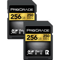 

Prograde Digital 256GB SDXC UHS-II U3 Class 10 V60 Memory Card, 250MB/s Read, 130MB/s Write, 2-Pack