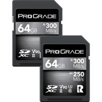 

Prograde Digital 64GB SDXC UHS-II U3 Class 10 V90 Cobalt Memory Card, 300MB/s Read, 250MB/s Write, 2-Pack