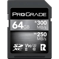

Prograde Digital 64GB SDXC UHS-II U3 Class 10 V90 Cobalt Memory Card, 300MB/s Read, 250MB/s Write