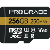 

Prograde Digital 256GB MicroSDXC UHS-II U3 Class 10 V60 Memory Card with SD Adapter, 250MB/s Read, 130MB/s Write