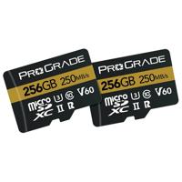 

Prograde Digital 256GB MicroSDXC UHS-II U3 Class 10 V60 Memory Card with SD Adapter, 250MB/s Read, 130MB/s Write, 2-Pack