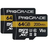

Prograde Digital 64GB MicroSDXC UHS-II U3 Class 10 V60 Gold Memory Card, 200MB/s Read, 80MB/s Write, 2-Pack
