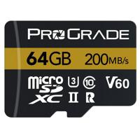 

Prograde Digital 64GB MicroSDXC UHS-II U3 Class 10 V60 Gold Memory Card, 200MB/s Read, 80MB/s Write