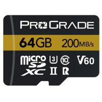 

Prograde Digital 64GB MicroSDXC UHS-II U3 Class 10 V60 Gold Memory Card, 200MB/s Read, 80MB/s Write