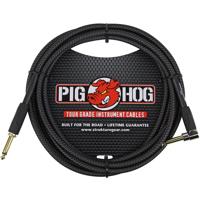 

Pig Hog Vintage Series 10' Instrument Cable with Gold Plated 1/4"-1/4" Right Angle Connector, Black Woven