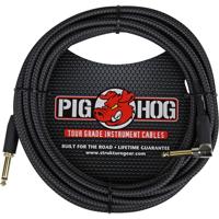 

Pig Hog Vintage Series 20' Instrument Cable with Gold Plated 1/4"-1/4" Right Angle Connector, Black Woven
