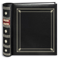 

Pioneer Photo Album Bi-Directional Spiral Bound Photo Album, Le Memo Pocket Photo Album, Solid Color Covers with Gold Trim, Holds 200 4x6" Photos, 2 Per Page, Color: Black.