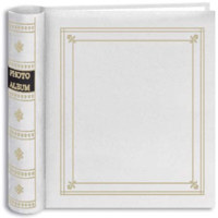 

Pioneer Photo Album Bi-Directional Spiral Bound Photo Album, Le Memo Pocket Photo Album, Solid Color Covers with Gold Trim, Holds 200 4x6" Photos, 2 Per Page, Color: Bright White.