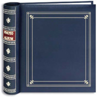 

Pioneer Photo Album Bi-Directional Spiral Bound Photo Album, Le Memo Pocket Photo Album, Solid Color Covers with Gold Trim, Holds 200 4x6" Photos, 2 Per Page, Color: Navy Blue.