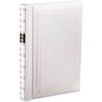 

Pioneer Photo Album Bi-Directional Spiral Bound Photo Album, Le Memo Pocket Photo Album, Solid Color Covers with Gold Trim, Holds 300 4x6" Photos, 3 Per Page, Color: Bright White.