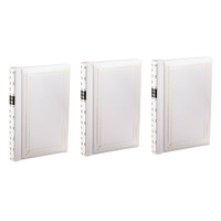 

Pioneer Photo Album Bi-Directional Spiral Bound Photo Album, Le Memo Pocket Photo Album, Solid Color Covers with Gold Trim, Holds 900 4x6" Photos, 3 Per Page, Color: Bright White. (3 Albums)