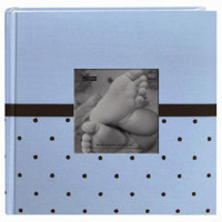 

Pioneer Photo Album DA200BEMB, Embroidered Fabric Frame Baby Photo Album, Holds 200 4x6" Photos, 2 Per Page, Color: Blue/Brown.