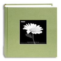 

Pioneer Photo Album Fabric Frame Bi-Directional Memo Photo Album, Bright Fabric Covers, Holds 200 4x6" Photos, 2 Per Page Color: Sage Green.