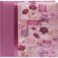 

Pioneer Photo Album Bella Fabric Ribbon Frame Bi-Directional Memo Frame Photo Album, Bella Fabric Covers, Holds 200 4x6" Photos, 2 Per Page Color: Rose.