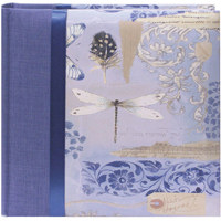

Pioneer Photo Album Bella Fabric Ribbon Frame Bi-Directional Memo Frame Photo Album, Bella Fabric Covers, Holds 200 4x6" Photos, 2 Per Page Color: Sky.
