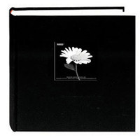 

Pioneer Photo Album Fabric Frame Bi-Directional Memo Photo Album, Bright Fabric Covers, Holds 200 5x7" Photos, 2 Per Page, Color: Deep Black.
