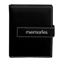 

Pioneer Photo Album Expressions Series Bound Mini Photo Album, Covers with Magnetic Closure Strap, Holds 36 4x6" Photos, 1 Per Page. Color: Black "Memories".