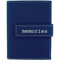 

Pioneer Photo Album Expressions Series Bound Mini Photo Album, Covers with Magnetic Closure Strap, Holds 36 4x6" Photos, 1 Per Page. Color: Blue "Memories".