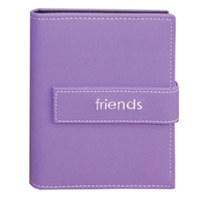 

Pioneer Photo Album Expressions Series Bound Mini Photo Album, Covers with Magnetic Closure Strap, Holds 36 4x6" Photos, 1 Per Page. Color: Lavender "Friends".