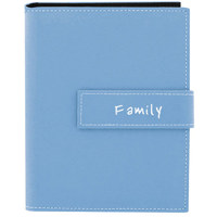 

Pioneer Photo Album Expressions Series Bound Mini Photo Album, Covers with Magnetic Closure Strap, Holds 36 4x6" Photos, 1 Per Page. Color: Soft Blue "Family"