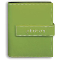 

Pioneer Photo Album Expressions Series Bound Mini Photo Album, Covers with Magnetic Closure Strap, Holds 36 4x6" Photos, 1 Per Page. Color: Sage Green "Photos"