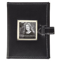 

Pioneer Photo Album Sewn Frame Mini Bound Photo Album, Padded Solid Color Covers with Built in Picture Frame & Front Strap, Holds 24 4x6" Photos, 1 Per Page, Color: Black.