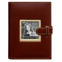 

Pioneer Photo Album Sewn Frame Mini Bound Photo Album, Padded Solid Color Covers with Built in Picture Frame & Front Strap, Holds 24 4x6" Photos, 1 Per Page, Color: Light Brown.