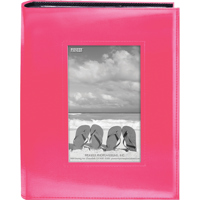 

Pioneer Photo Album Sewn Frame Series Bound Photo Album, Solid Color, With Frame on Cover, Holds 200 4x6" Photos, 2 Per Page, Color: Bright Pink.