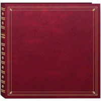 

Pioneer Photo Album Full Size Post Bound, Clear Pocket Photo Album with Solid Color Covers & Gold Trim, Holds 300 3.5x5.25" Photos, 6 Per Page, Color: Burgundy.