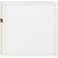 

Pioneer Photo Album Full Size Post Bound, Clear Pocket Photo Album with Solid Color Covers & Gold Trim, Holds 300 3.5x5.25" Photos, 6 Per Page, Color: Bright White.
