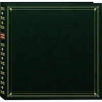 

Pioneer Photo Album Full Size Post Bound, Clear Pocket With Memo Photo Album with Solid Color Covers & Gold Trim, Holds 300 4x6" Photos, 6 Per Page. Color: Hunter Green.