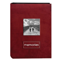 

Pioneer Photo Album Embroidered Patch Faux Suede Photo Album, with Front Cover Frame, Holds 100 4x6" Photos, 1 Per Page. Color: Raspberry