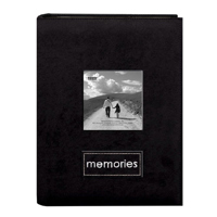 

Pioneer Photo Album Embroidered Patch Faux Suede Photo Album, With Frame on Front Cover, Holds 36 4x6" Photos, 1 Per Page. Color: Black