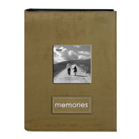 

Pioneer Photo Album Embroidered Patch Faux Suede Photo Album, With Frame on front cover, Holds 36 4x6" Photos, 1 Per Page. Color: Tan