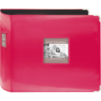 

Pioneer Photo Album Scrapbook Jumbo Binder, 12x12" 3 D-Ring 2.5", Sewn Leatherette Frame with Metal Corner, Color: Bright Pink.