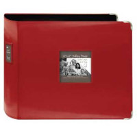 

Pioneer Photo Album Scrapbook Binder, 12x12" 3-2.5" D-Ring, Sewn Leatherette Frame with Metal Corner, Color: Red