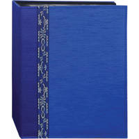 

Pioneer Photo Album Tone Fabric Series Bound Photo Album, Solid Tone on Tone Fabric Covers with Ribbon Trim, Holds 208 4x6" Photos, 2 Per Page - Blue