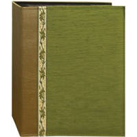 

Pioneer Photo Album Tone Fabric Series Bound Photo Album, Solid Tone on Tone Fabric Covers with Ribbon Trim, Holds 208 4x6" Photos, 2 Per Page - Green