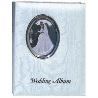 

Pioneer Photo Album WAF-46, Bound Wedding Photo Album with White Oval Framed Cover, Inscribed with "Wedding Album", Holds 200 4x6" Pictures