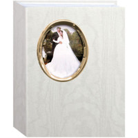 

Pioneer Photo Album WAF-46, Bound Wedding Photo Album White with Gold Oval Framed Cover, Holds 200 4x6" Pictures