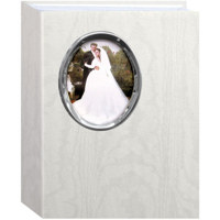 

Pioneer Photo Album WAF-46, Bound Wedding Photo Album White with Silver Oval Framed Cover, Holds 200 4x6" Pictures