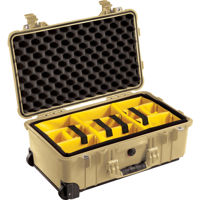 

Pelican 1510 Waterproof Carry-on-Case with Yellow/Black Divider Set and Wheels - Desert Tan