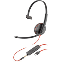 

Plantronics Blackwire 3215 USB Type-C and 3.5mm Corded Monaural UC Headset with Mic