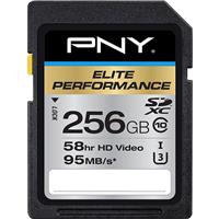 

PNY Technologies 256GB Elite Performance SDXC Class 10 UHS I U3 Memory Card, Up to 95MB/s Read Speed