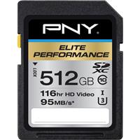 

PNY Technologies Elite Performance 512GB SDXC UHS-1 U3 Class 10 Memory Card, 95MB/s Read