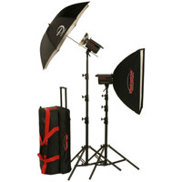 

Photogenic Pl2115k 1000WS Powerlight Non-Digital Monolight Travel Kit with 24x32" Rectangular Soft Box, 45" White Flat-Panel Umbrella