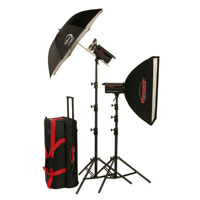 

Photogenic PL2715KPW 2000 W/S Solair Studio Power Kit with Pocketwizard, 2 x 1000W/s Monolights, Built-in Receiver, 24x32" Soft Box, Eclipse 45" Umbrella