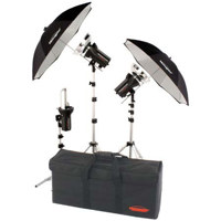 

Photogenic StudioMax III AC/DC Executive Wireless Kit with 3 AKC 320B Constant-Color Monolights, Umbrellas, Background Reflector, Stands & Case, (Battery Not Included). (AKC960BK)