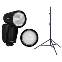 

Profoto A1X On/Off-Camera Flash with Built-in AirTTL Remote for Nikon Camera - Bundle With Profoto Dome Diffuser for A1 Camera Flash, Flashpoint Light Stand - 7'